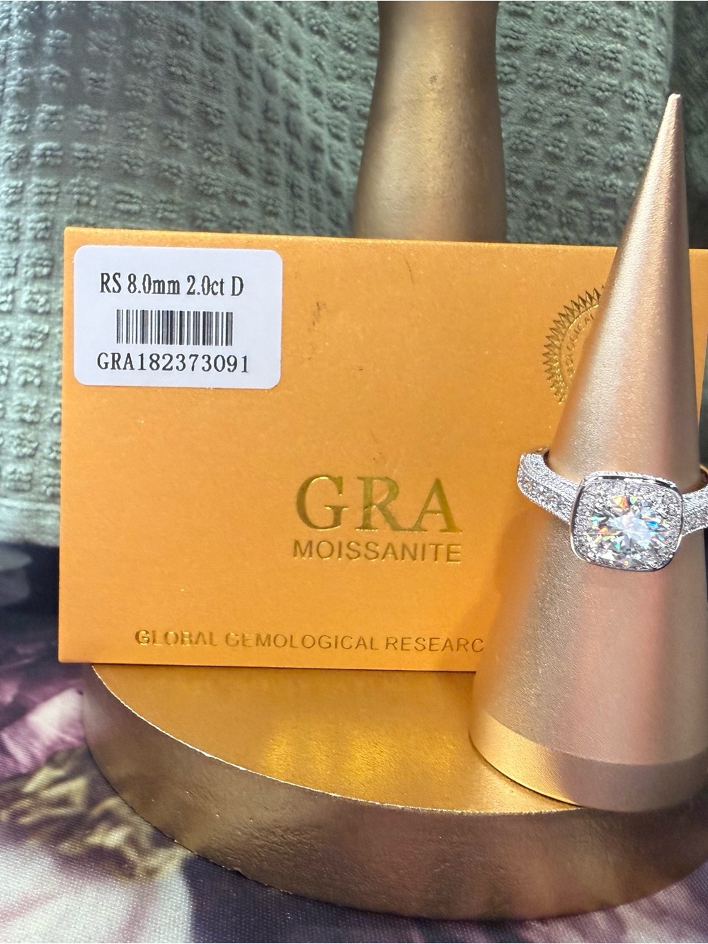 White Cushion Halo Ring